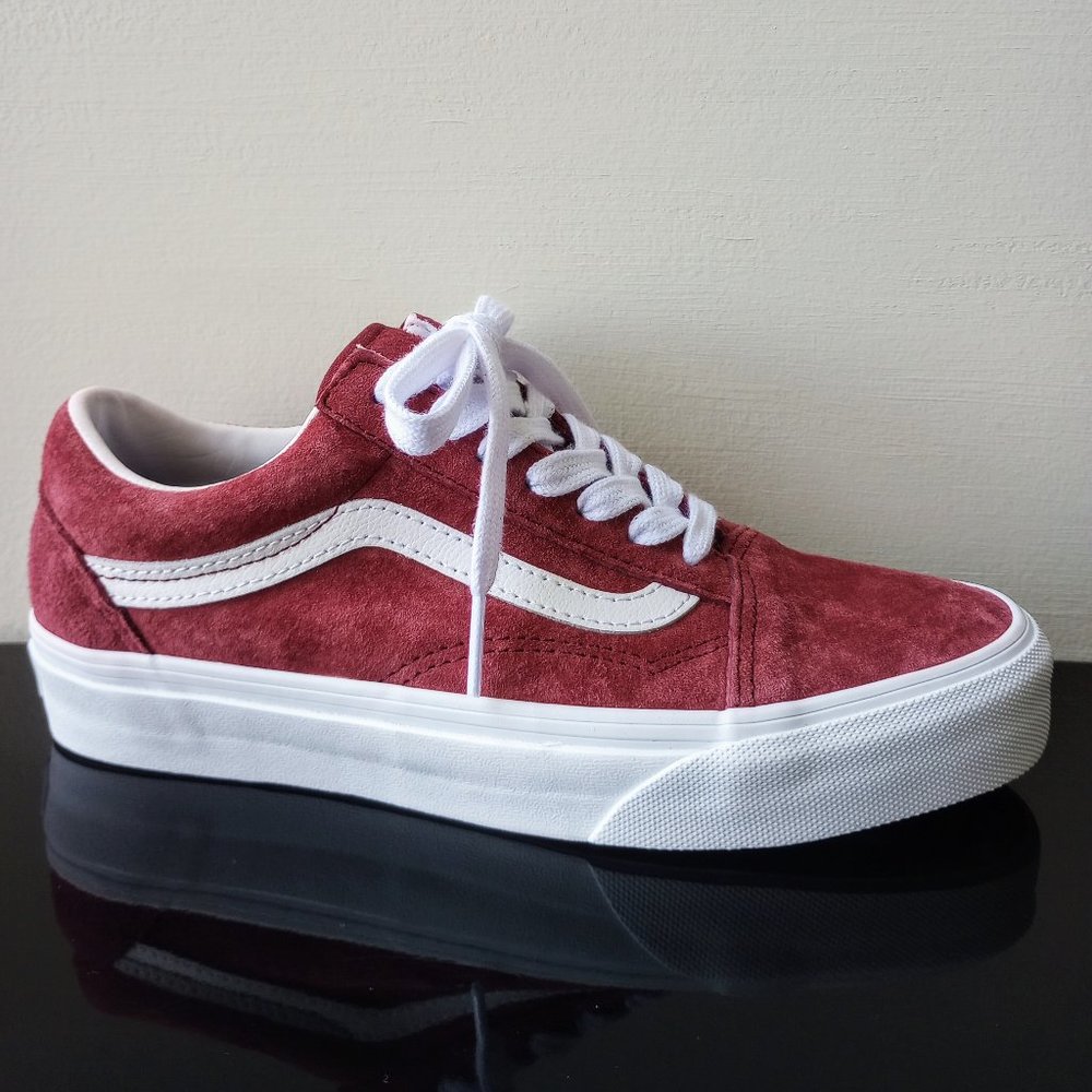 Vans Women's Old Skool Pig Suede Sneaker in Special Color Tawny Port